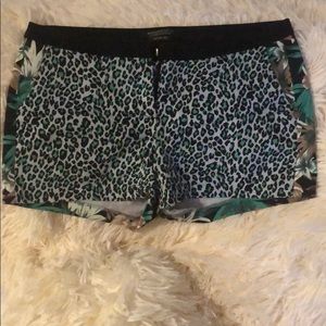 Mixed media tropical shorts